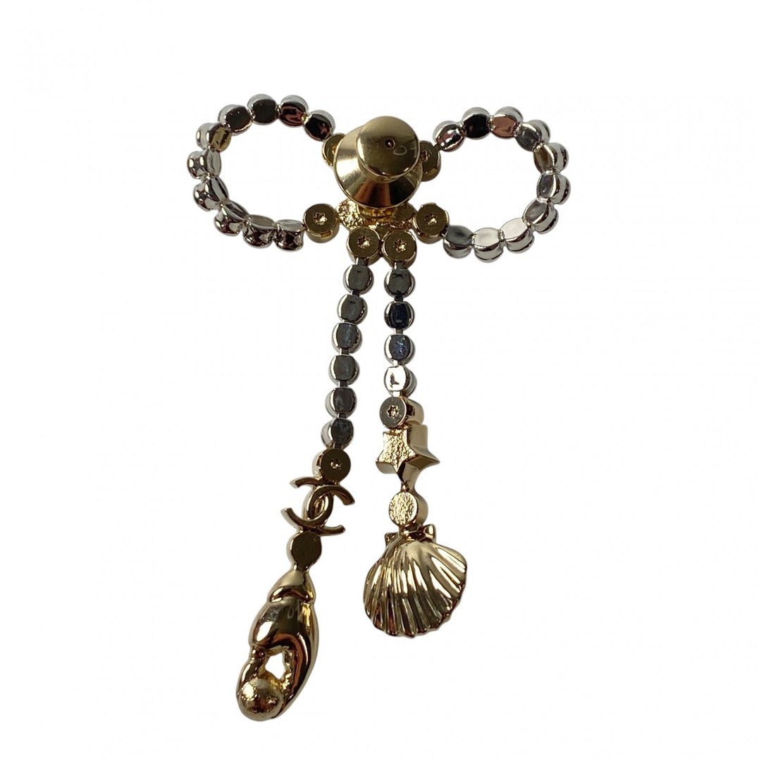 未使用 シャネル CHANEL レディース リボン ココマーク マリンモチーフ ピンブローチ ABE987 I25C