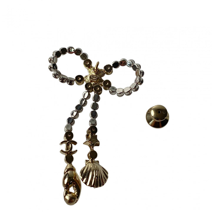 未使用 シャネル CHANEL レディース リボン ココマーク マリンモチーフ ピンブローチ ABE987 I25C