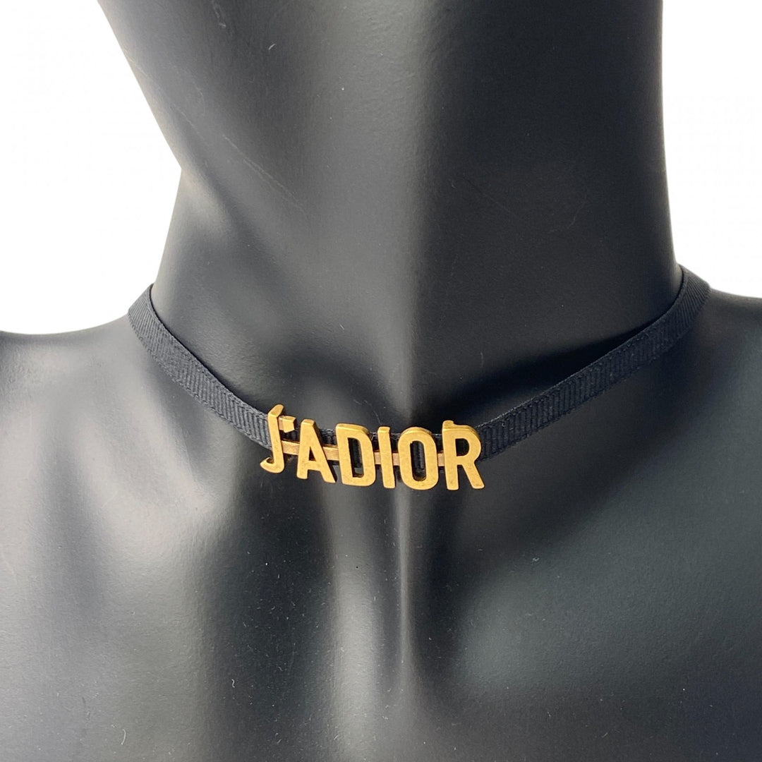美品 ディオール J.A DIOR レディース チョーカー ゴールド ブラック