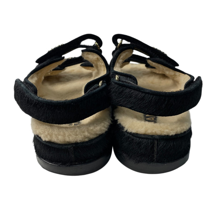 シャネル CHANEL レディース ココマーク ハラコ ボア サンダル 37C G35927