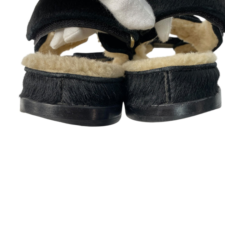 シャネル CHANEL レディース ココマーク ハラコ ボア サンダル 37C G35927