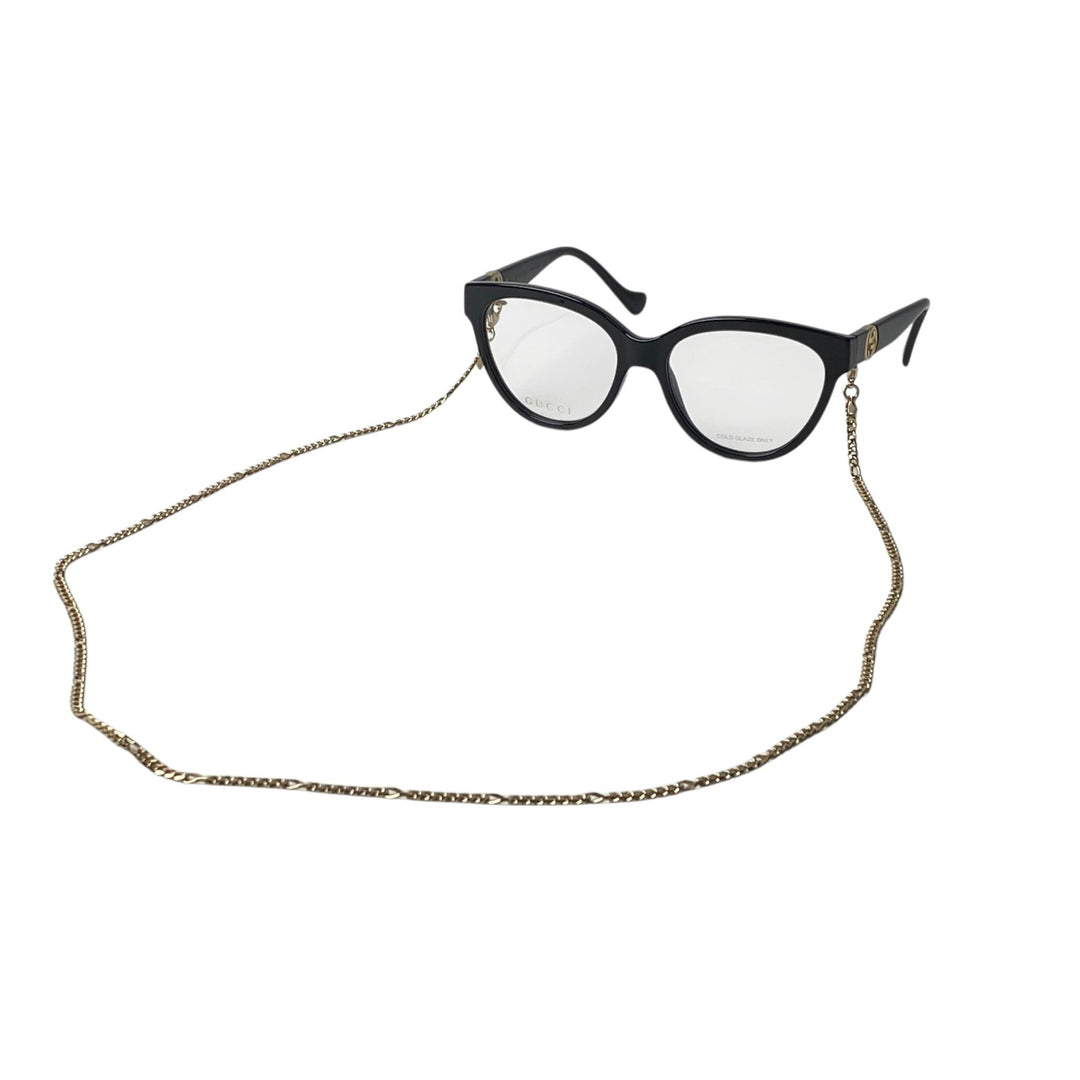 美品 グッチ GUCCI レディース 伊達メガネ インターロッキング グラスチェーン GG1024O