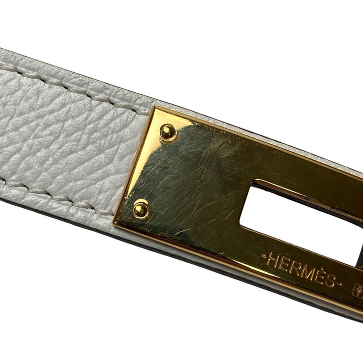 エルメス HERMES レディース ケリーベルト ホワイト GD金具 W刻印