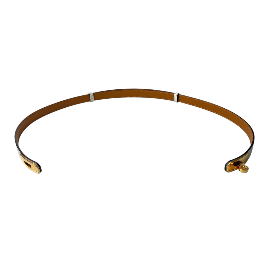 エルメス HERMES レディース ケリーベルト ホワイト GD金具 W刻印