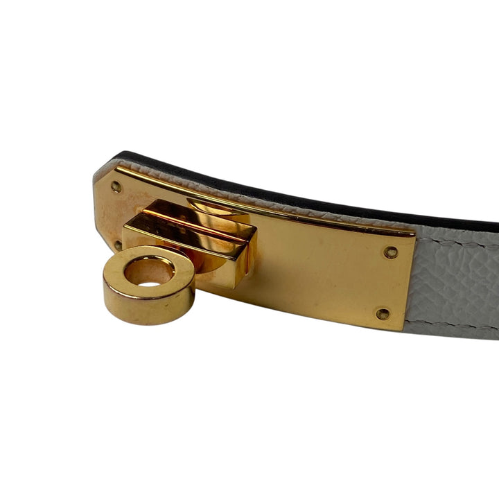 エルメス HERMES レディース ケリーベルト ホワイト GD金具 W刻印