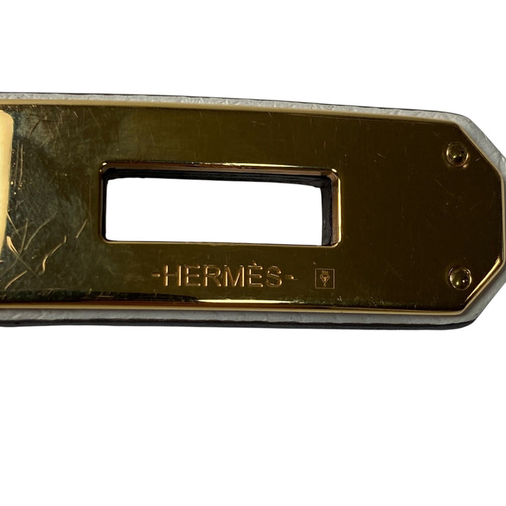 エルメス HERMES レディース ケリーベルト ホワイト GD金具 W刻印