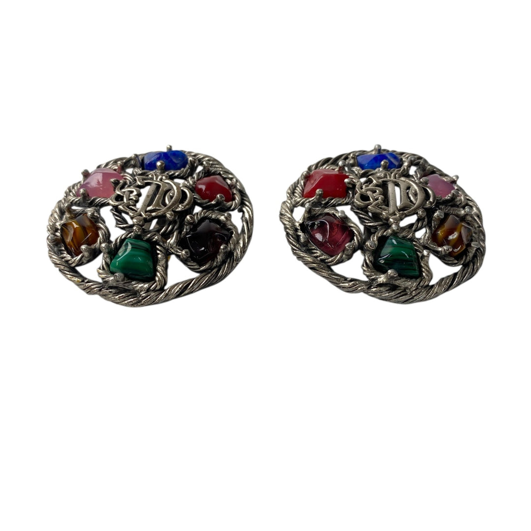 美品 クリスチャンディオール DIOR レディース ビンテージ カラーストーン イヤリング