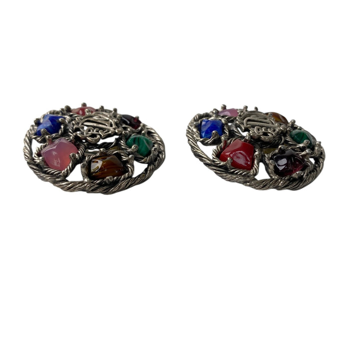 美品 クリスチャンディオール DIOR レディース ビンテージ カラーストーン イヤリング