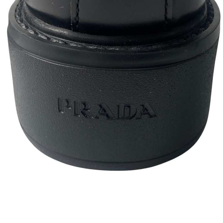 美品 プラダ PRADA レディース レースアップブーツ 34 1/2 三角ロゴプレート