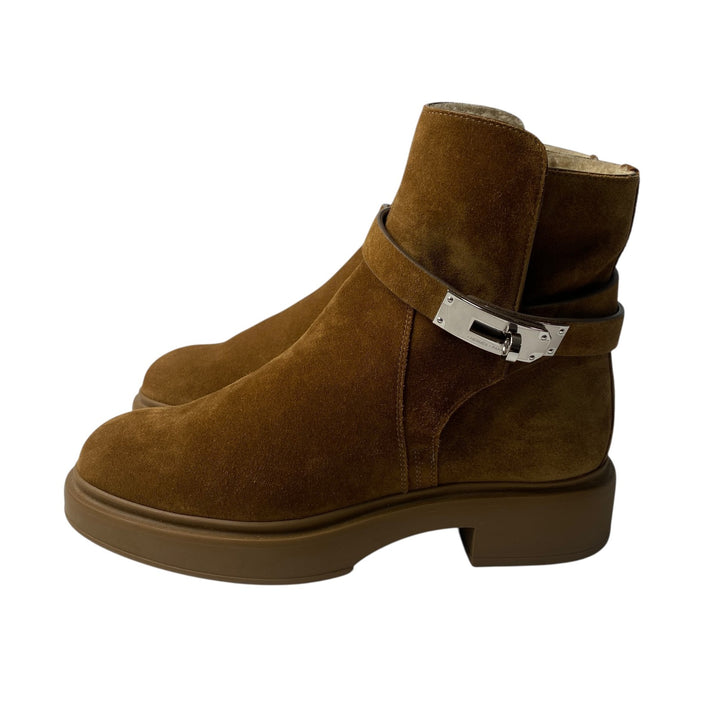 未使用 エルメス HERMES レディース ケリー ショートブーツ スエード #35