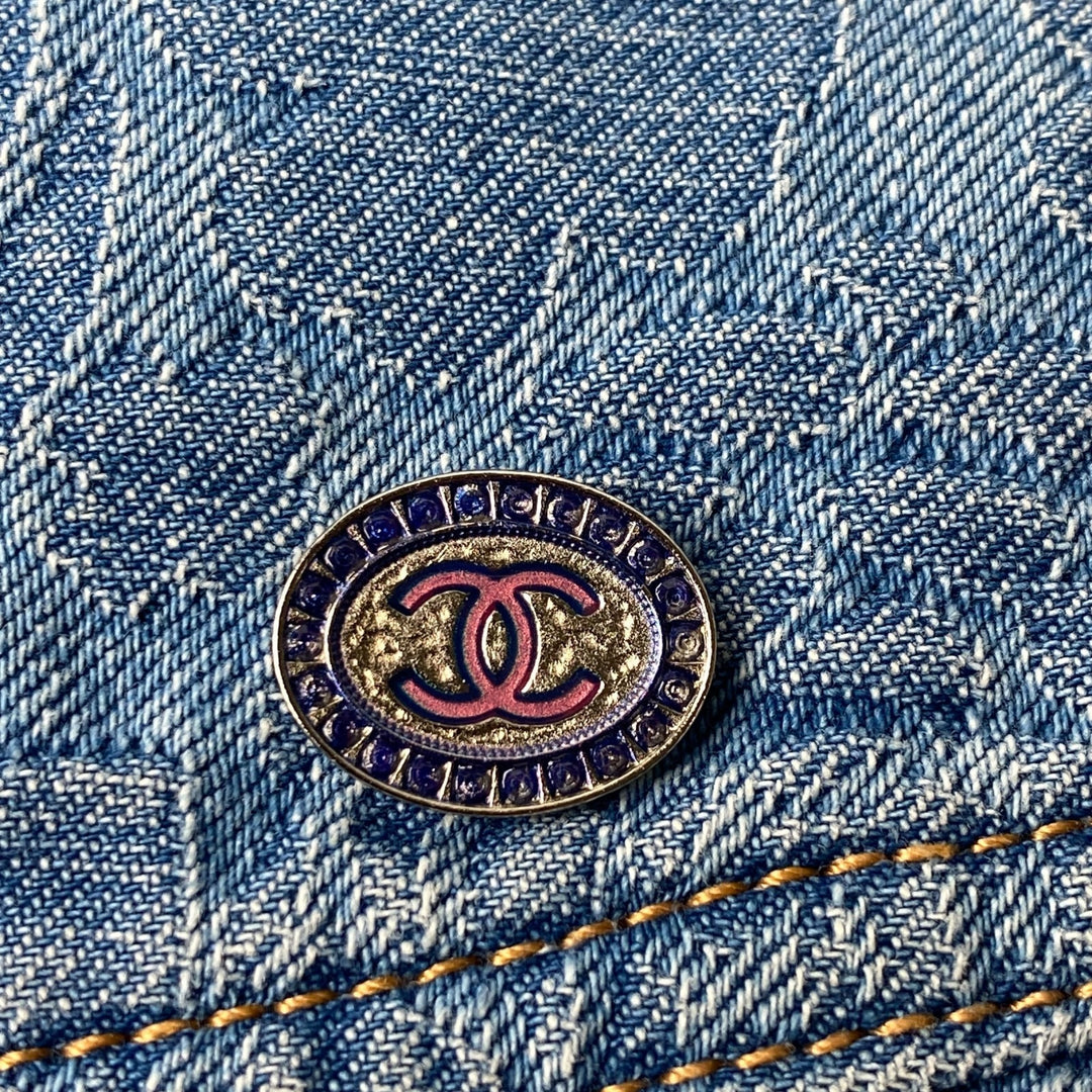 未使用 シャネル CHANEL レディース ココマーク カメリア デニムスカート P74484