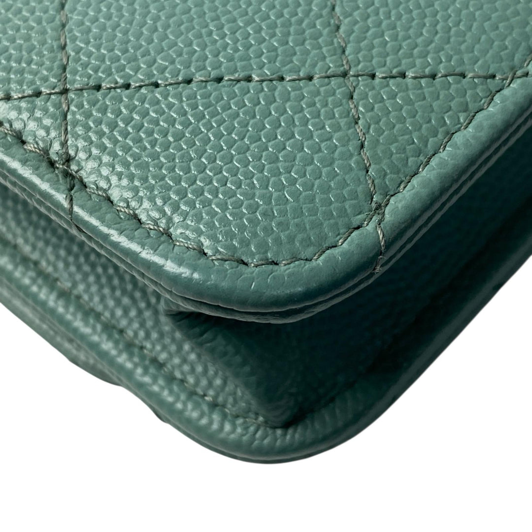 美品 シャネル CHANEL レディース チェーンウォレット キャビアスキン 斜めがけ クロスボディ