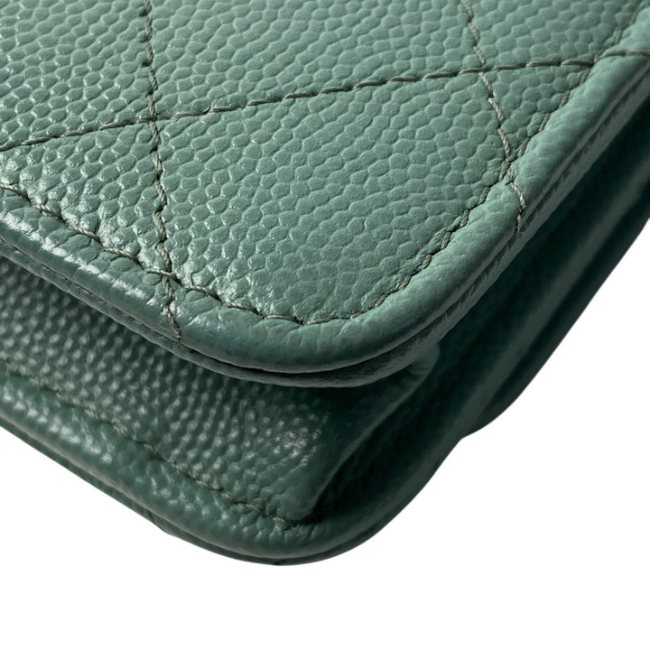 美品 シャネル CHANEL レディース チェーンウォレット キャビアスキン 斜めがけ クロスボディ