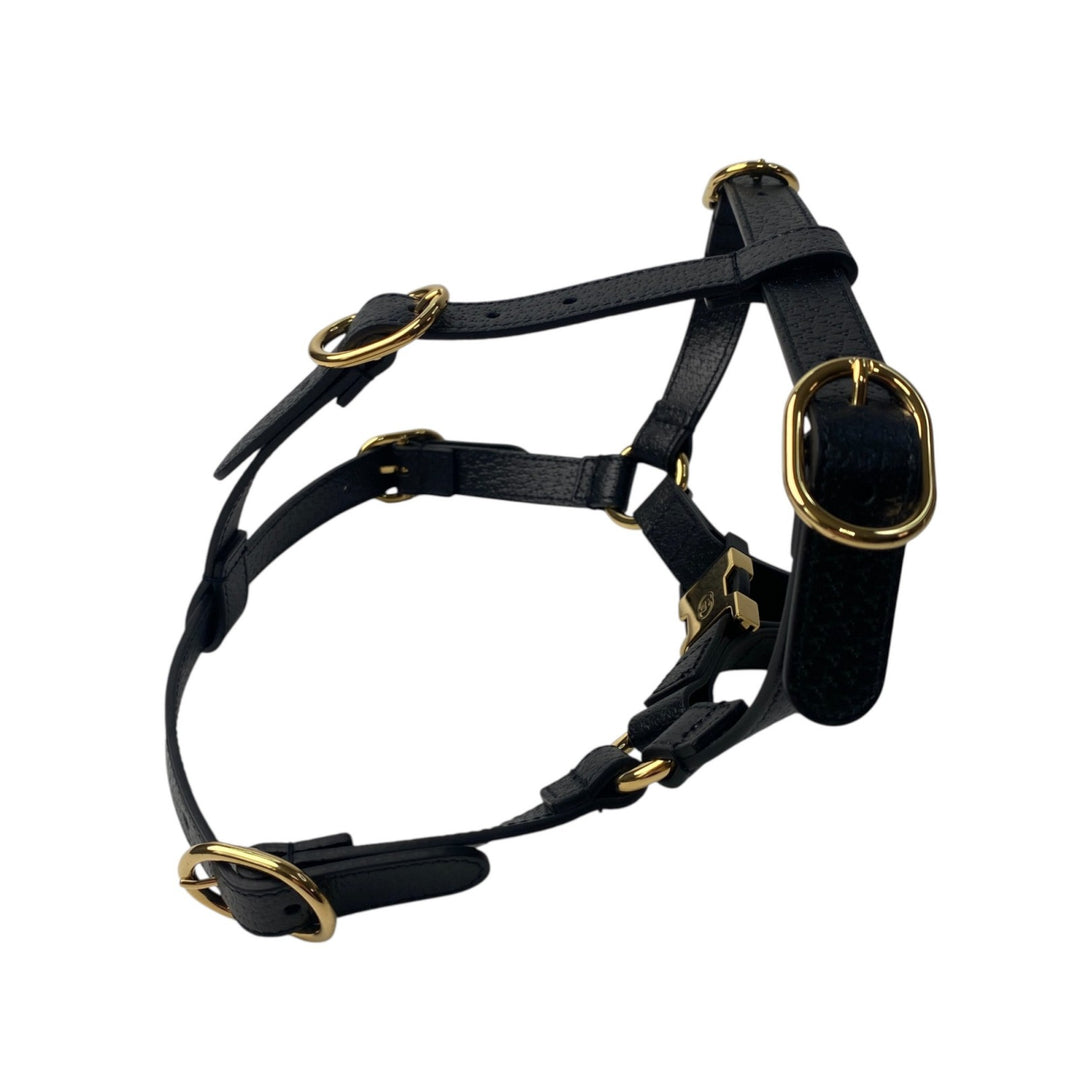 グッチ GUCCI ペット ハーネス 犬用 692963 ブラック ゴールド金具 M