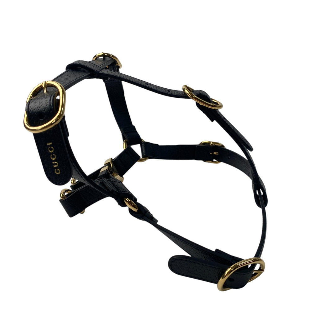 グッチ GUCCI ペット ハーネス 犬用 692963 ブラック ゴールド金具 M