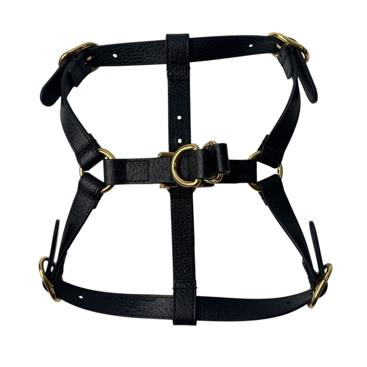 グッチ GUCCI ペット ハーネス 犬用 692963 ブラック ゴールド金具 M