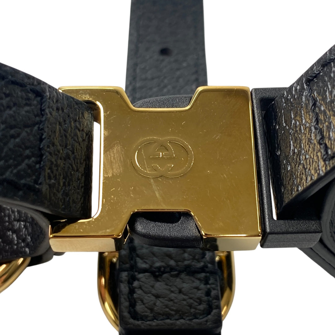 グッチ GUCCI ペット ハーネス 犬用 692963 ブラック ゴールド金具 M
