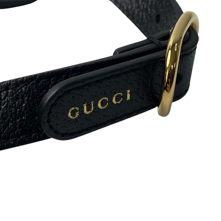 グッチ GUCCI ペット ハーネス 犬用 692963 ブラック ゴールド金具 M