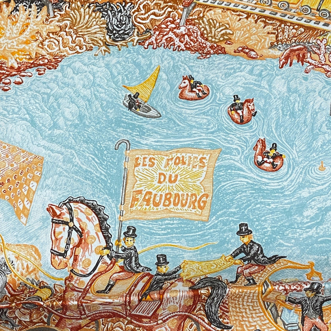 未使用 エルメス HERMES レディース スカーフ カレ90 クレイジー・フォーブル