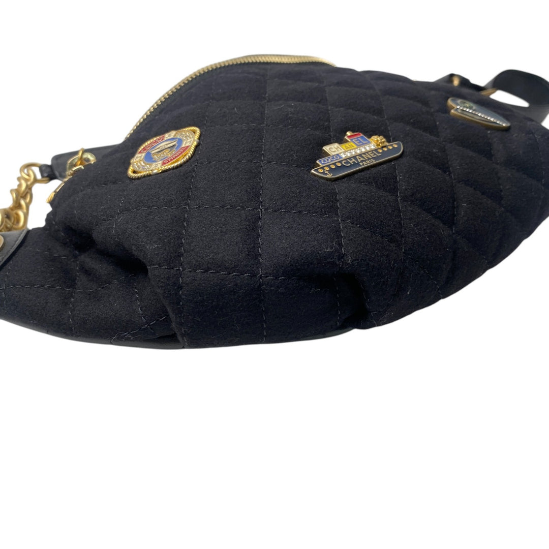 未使用 シャネル CHANEL レディース マリン モチーフ ウール レザー ボディバッグ