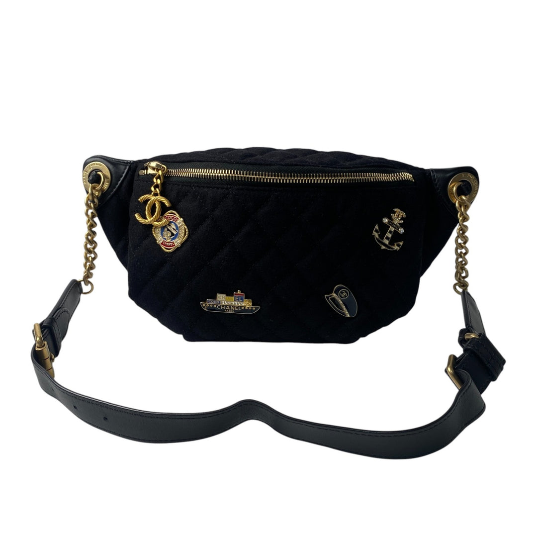 未使用 シャネル CHANEL レディース マリン モチーフ ウール レザー ボディバッグ