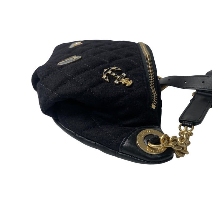 未使用 シャネル CHANEL レディース マリン モチーフ ウール レザー ボディバッグ