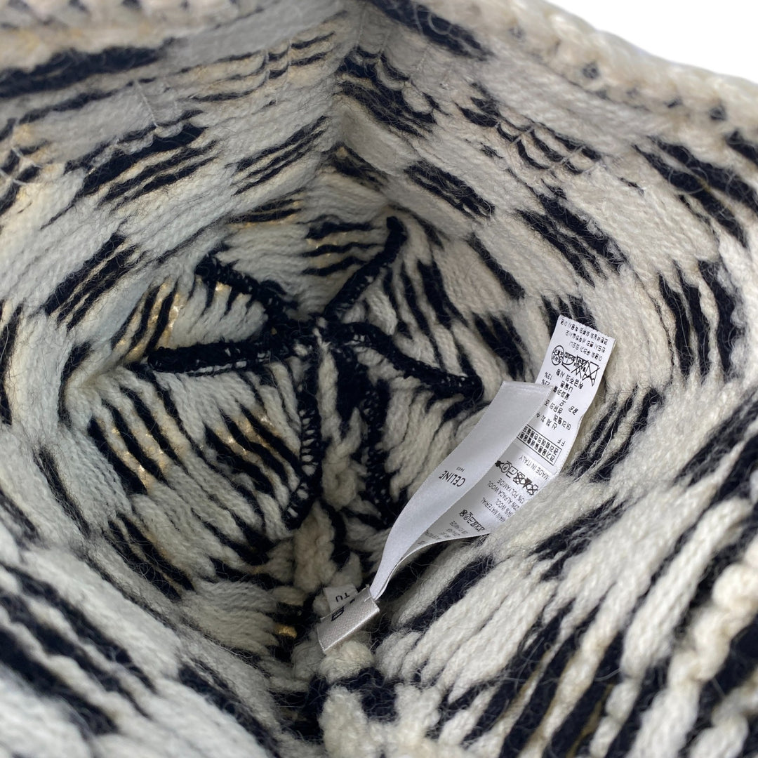 セリーヌ CELINE レディース チェック ニット ロゴ キャップ　♯TU