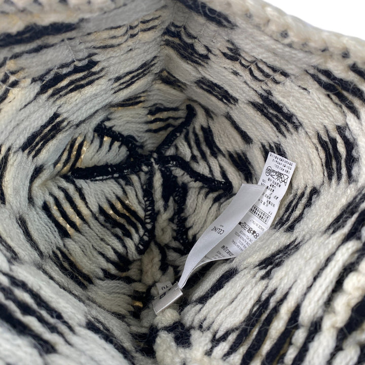 セリーヌ CELINE レディース チェック ニット ロゴ キャップ　♯TU