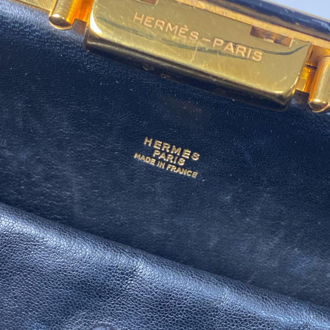 エルメス HERMES ボックスカーフ ビンテージ ショルダーバッグ レザー ブラック レディース 刻印不明