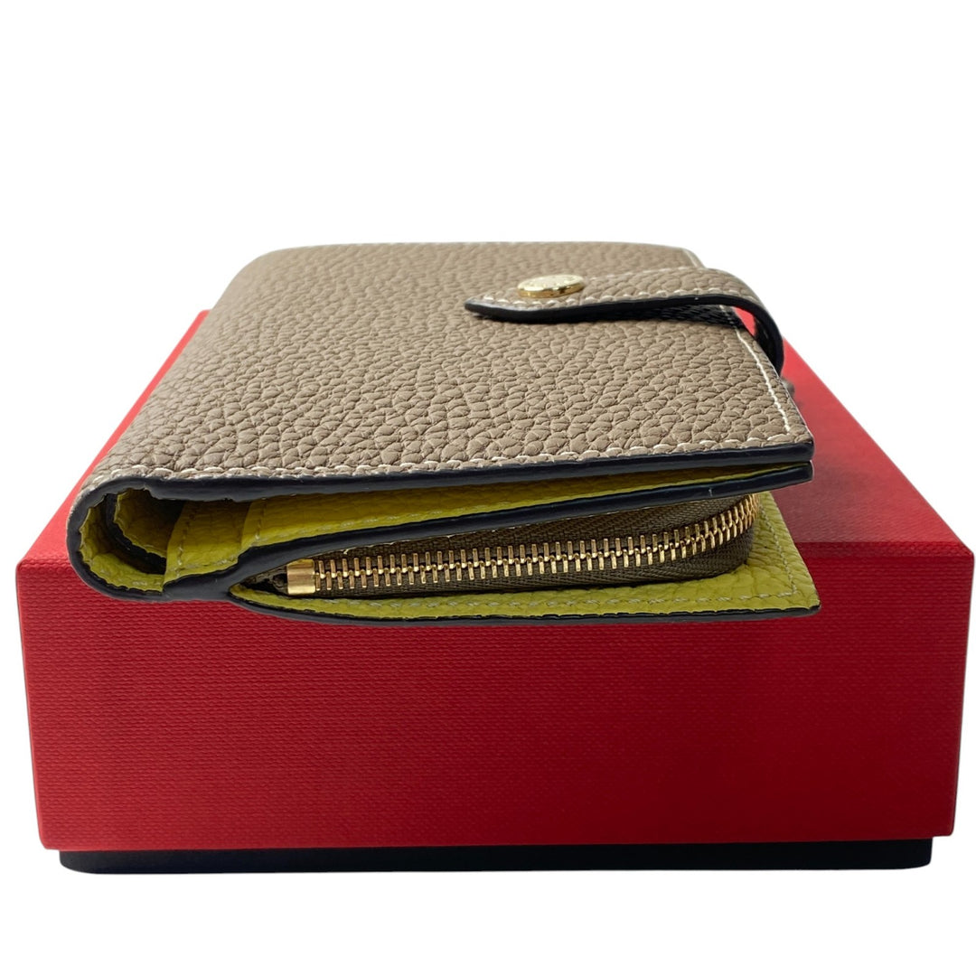 美品 ボナベンチュラ BONAVENTURA レディース ベルテッド ミディアム ウォレット グレージュ