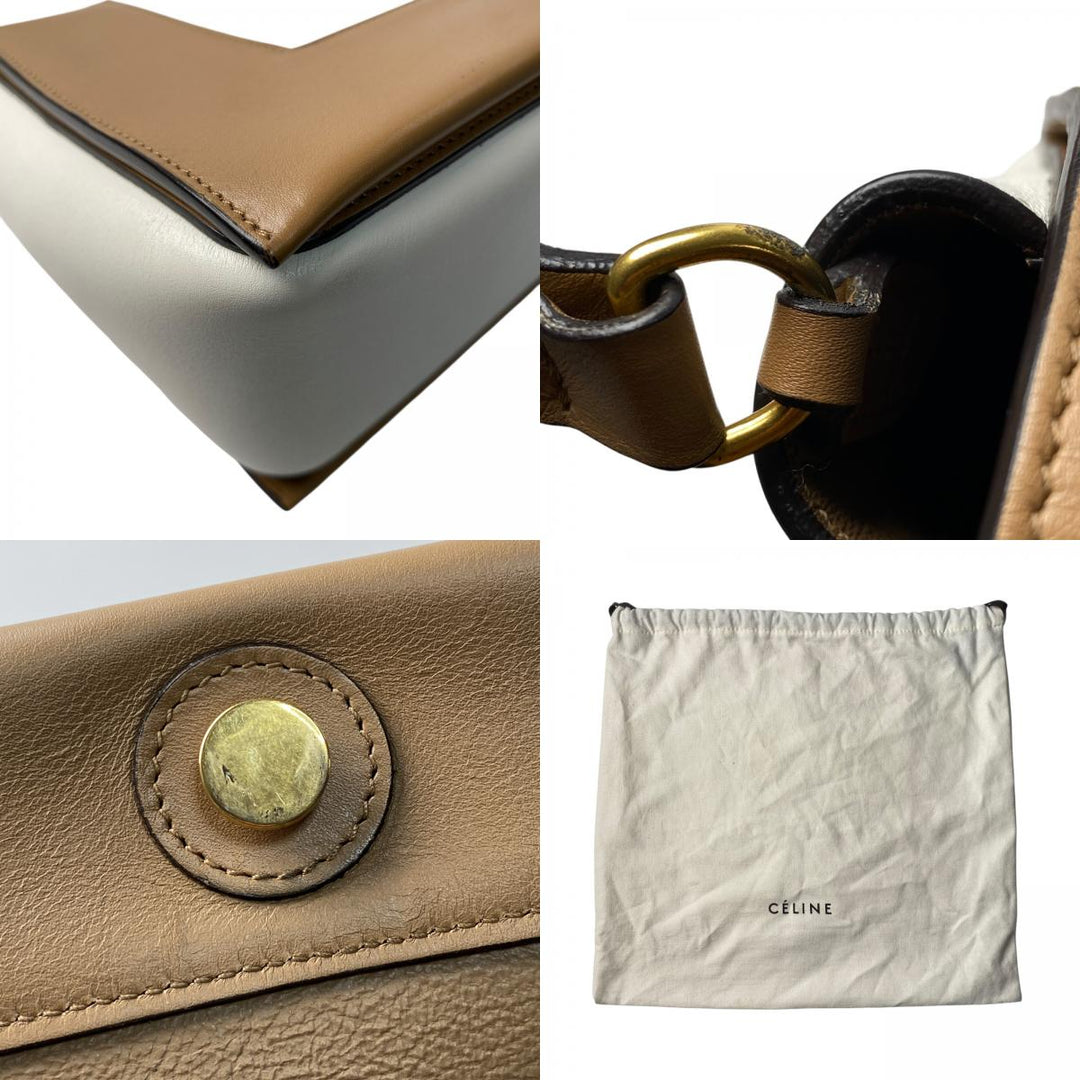 美品 セリーヌ CELINE レディース フレーム レザー ショルダーバッグ