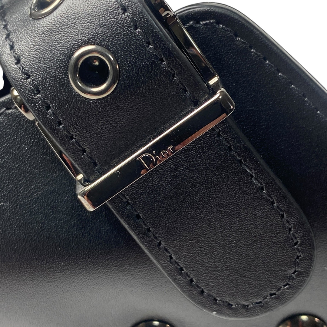 美品 ディオール DIOR レディース サボ サンダル スタッズ レザー ブラック 38