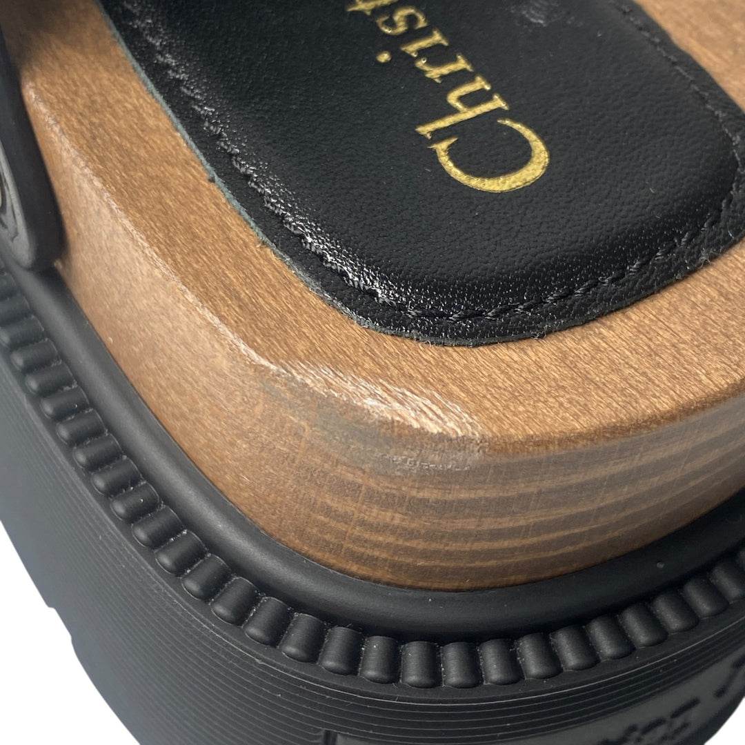 美品 ディオール DIOR レディース サボ サンダル スタッズ レザー ブラック 38