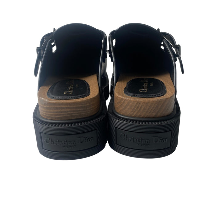 美品 ディオール DIOR レディース サボ サンダル スタッズ レザー ブラック 38