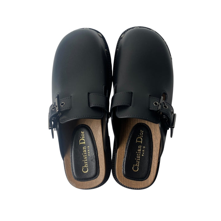 美品 ディオール DIOR レディース サボ サンダル スタッズ レザー ブラック 38