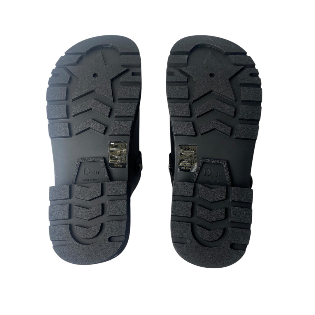 美品 ディオール DIOR レディース サボ サンダル スタッズ レザー ブラック 38