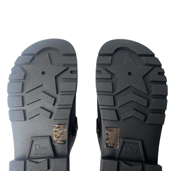 美品 ディオール DIOR レディース サボ サンダル スタッズ レザー ブラック 38