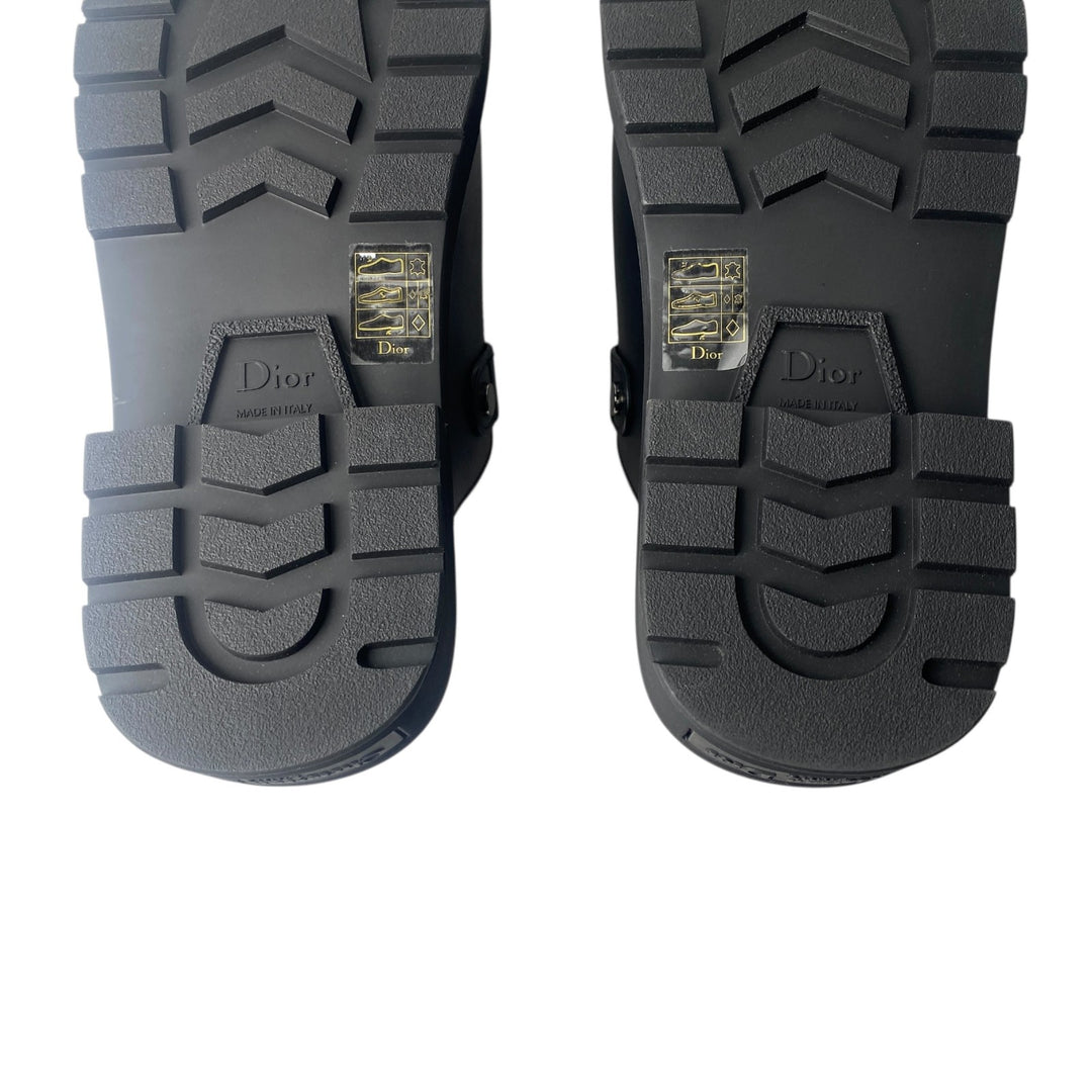 美品 ディオール DIOR レディース サボ サンダル スタッズ レザー ブラック 38