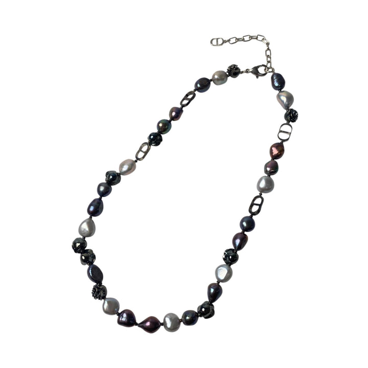 美品 ディオール DIOR ローズ 真珠 淡水パール ネックレス ペンダント チョーカー レディース