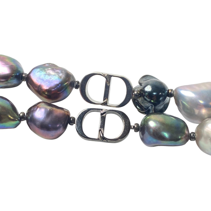 美品 ディオール DIOR ローズ 真珠 淡水パール ネックレス ペンダント チョーカー レディース