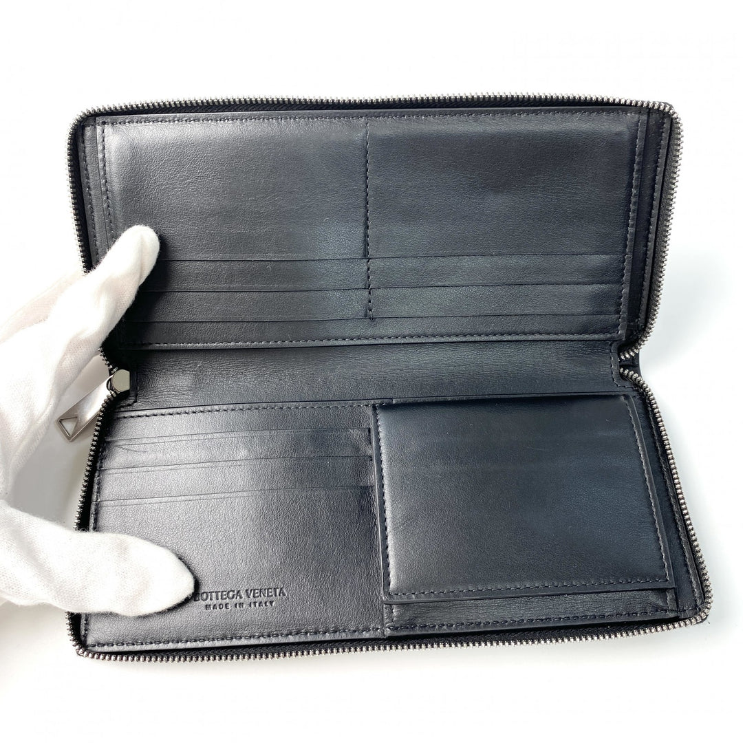 美品 ボッテガヴェネタ BOTTEGA VENETA レディース カセット マキシ 長財布 ラウンドジップ