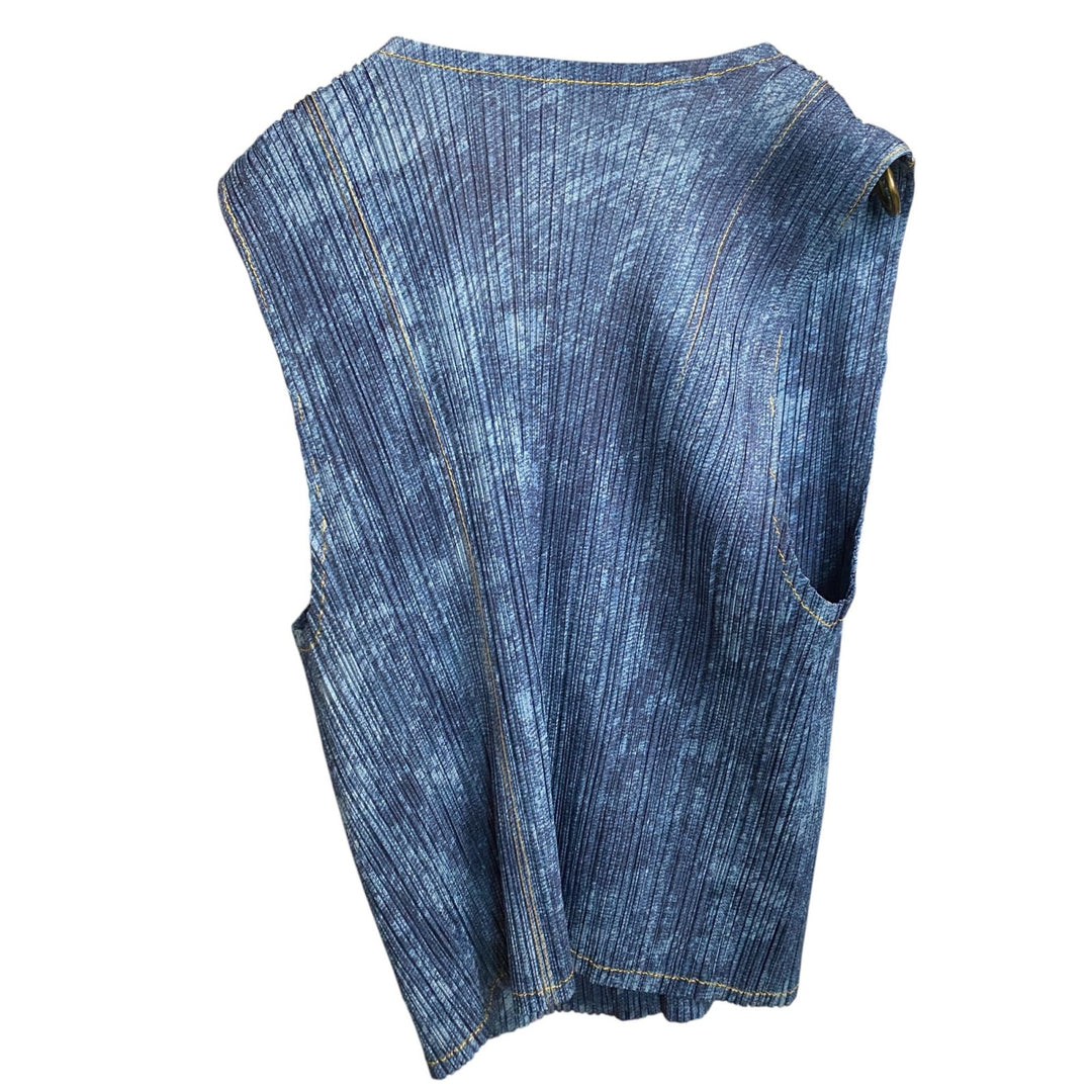 美品 イッセイミヤケ ISSEY MIYAKE メンズ プリーツ ベスト デニム柄