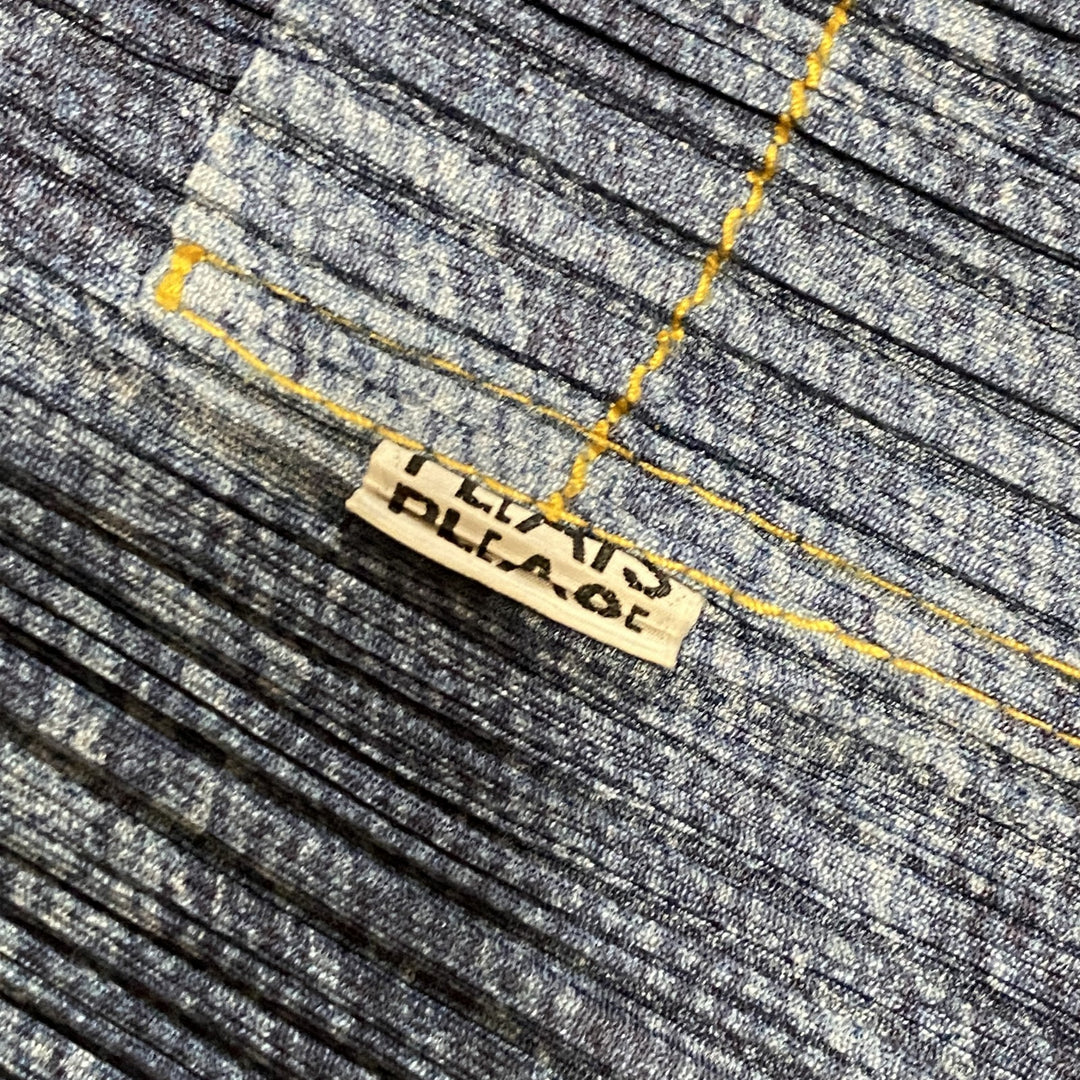 美品 イッセイミヤケ ISSEY MIYAKE メンズ プリーツ ベスト デニム柄