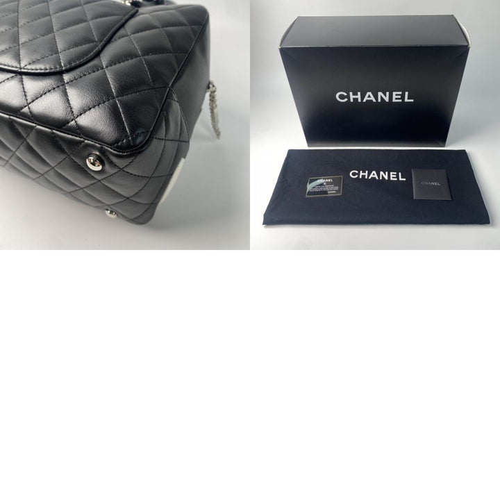 美品 シャネル CHANEL レディース カンボン ボーリングバッグ ココマーク ラムスキン 11番台　Gカード 箱付き