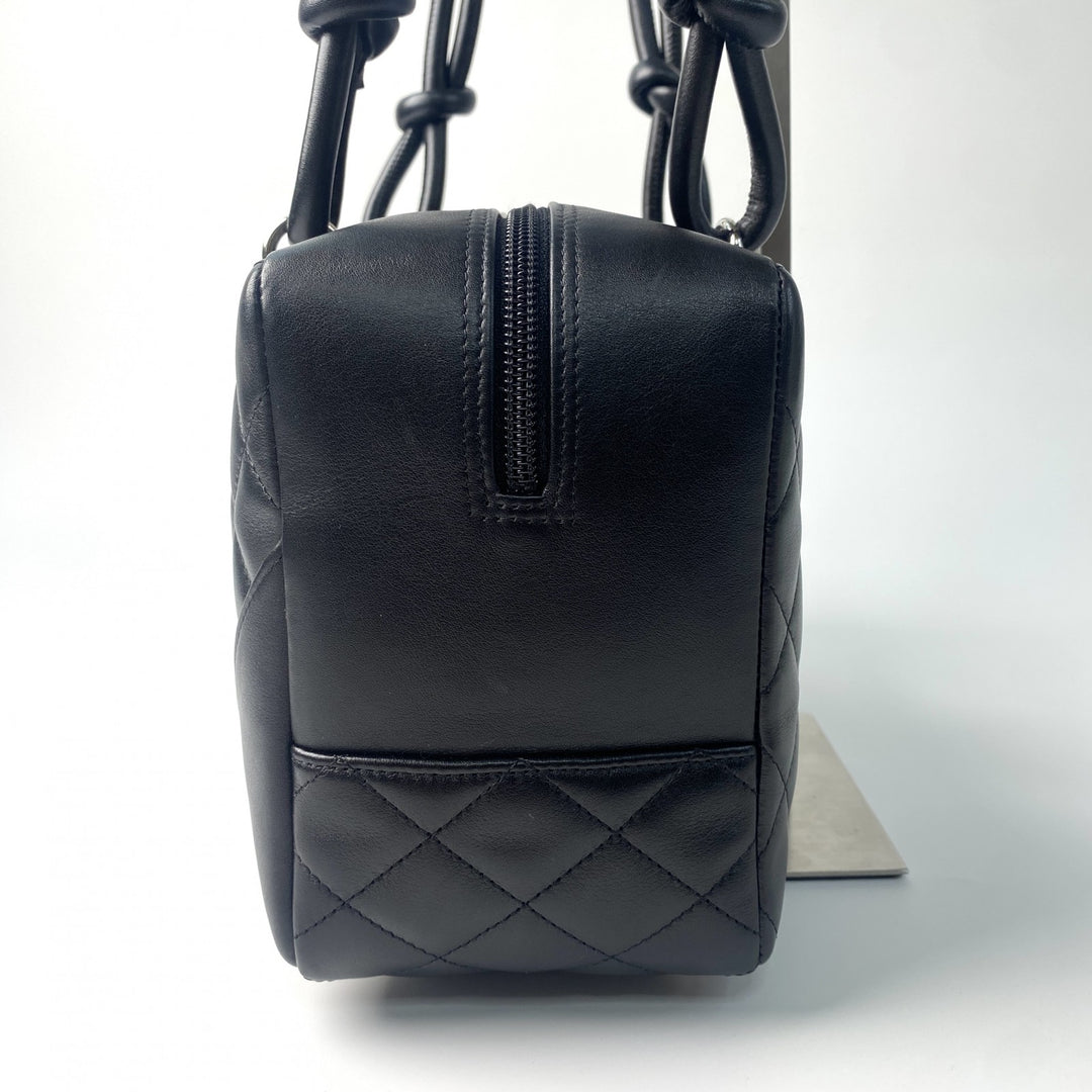 美品 シャネル CHANEL レディース カンボン ボーリングバッグ ココマーク ラムスキン 11番台　Gカード 箱付き