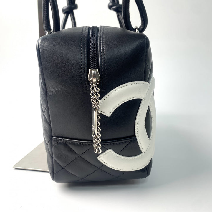 美品 シャネル CHANEL レディース カンボン ボーリングバッグ ココマーク ラムスキン 11番台　Gカード 箱付き
