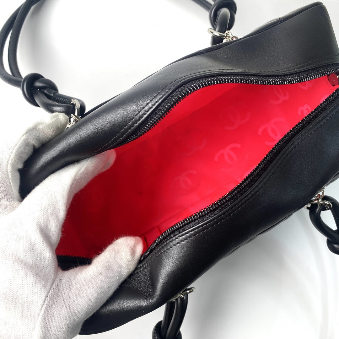 美品 シャネル CHANEL レディース カンボン ボーリングバッグ ココマーク ラムスキン 11番台　Gカード 箱付き