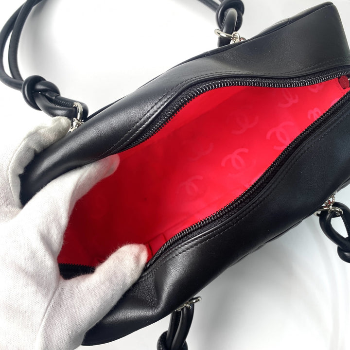 美品 シャネル CHANEL レディース カンボン ボーリングバッグ ココマーク ラムスキン 11番台　Gカード 箱付き