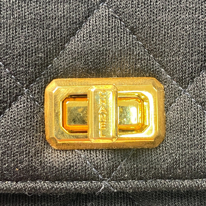 美品 シャネル CHANEL レディース ターンロック ジャージ コットン ハンドバッグ