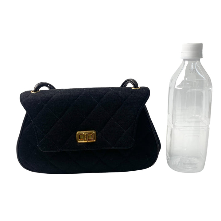 美品 シャネル CHANEL レディース ターンロック ジャージ コットン ハンドバッグ